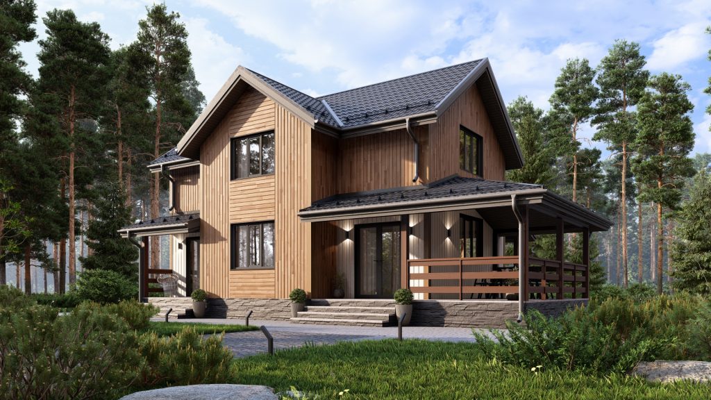 Каркасный дом “Тайга” 10,5×8,5м 

